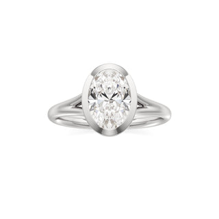 Split Plain Bezel Elongated Cushion Engagement Ring