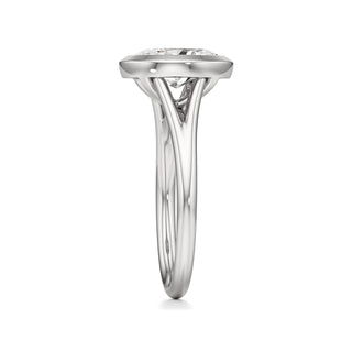 Split Plain Bezel Elongated Cushion Engagement Ring