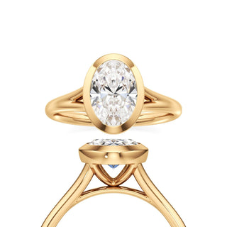 Split Plain Bezel Oval Engagement Ring