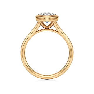 Split Plain Bezel Elongated Cushion Engagement Ring
