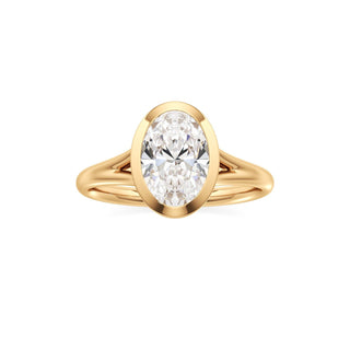 Split Plain Bezel Elongated Cushion Engagement Ring