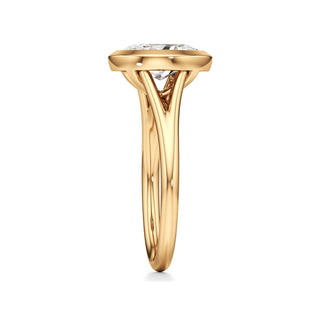 Split Plain Bezel Elongated Cushion Engagement Ring