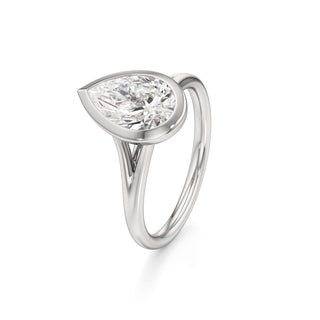 Split Plain Bezel Elongated Cushion Engagement Ring