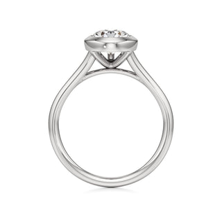 Split Plain Bezel Elongated Cushion Engagement Ring