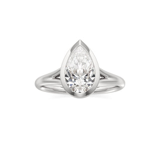 Split Plain Bezel Elongated Cushion Engagement Ring