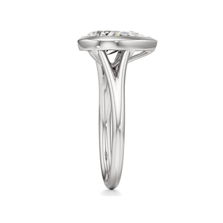 Split Plain Bezel Elongated Cushion Engagement Ring