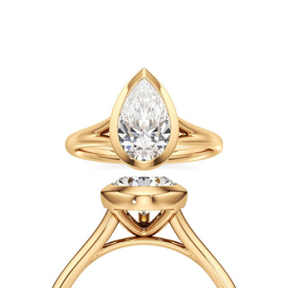 Split Plain Bezel Pear Engagement Ring