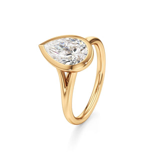 Split Plain Bezel Elongated Cushion Engagement Ring