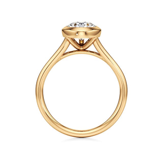 Split Plain Bezel Elongated Cushion Engagement Ring