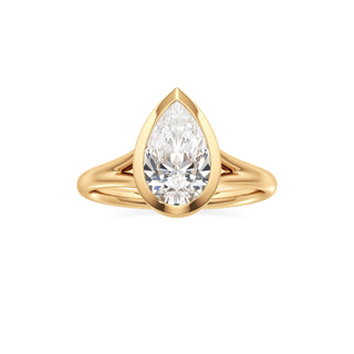 Split Plain Bezel Elongated Cushion Engagement Ring