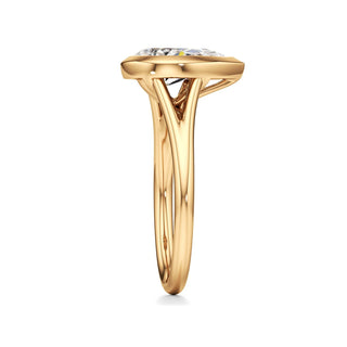 Split Plain Bezel Elongated Cushion Engagement Ring