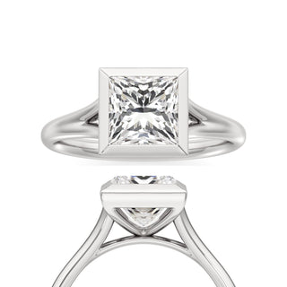 Split Plain Bezel Princess Engagement Ring