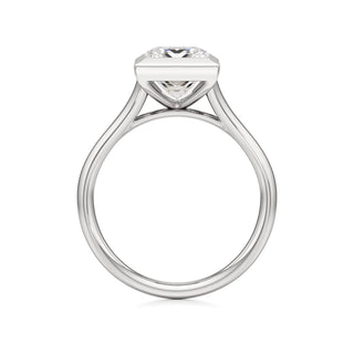Split Plain Bezel Elongated Cushion Engagement Ring