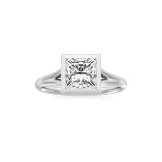 Split Plain Bezel Elongated Cushion Engagement Ring