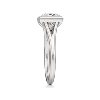 Split Plain Bezel Elongated Cushion Engagement Ring