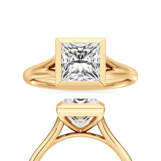 Split Plain Bezel Princess Engagement Ring