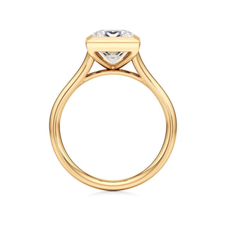 Split Plain Bezel Elongated Cushion Engagement Ring