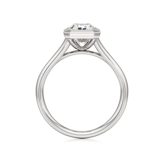 Split Plain Bezel Elongated Cushion Engagement Ring