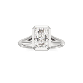 Split Plain Bezel Elongated Cushion Engagement Ring