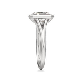 Split Plain Bezel Elongated Cushion Engagement Ring