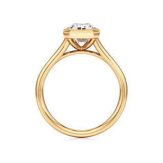 Split Plain Bezel Elongated Cushion Engagement Ring