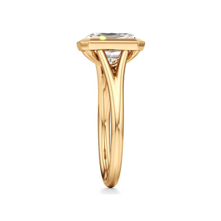 Split Plain Bezel Elongated Cushion Engagement Ring