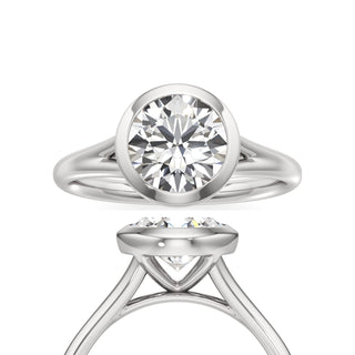 Split Plain Bezel Round Engagement Ring