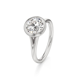 Split Plain Bezel Elongated Cushion Engagement Ring