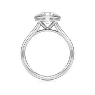 Split Plain Bezel Elongated Cushion Engagement Ring