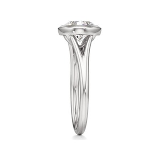 Split Plain Bezel Elongated Cushion Engagement Ring
