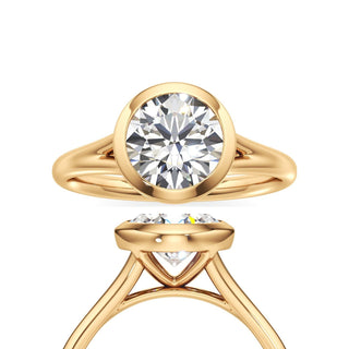 Split Plain Bezel Round Engagement Ring