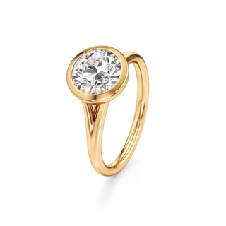 Split Plain Bezel Elongated Cushion Engagement Ring