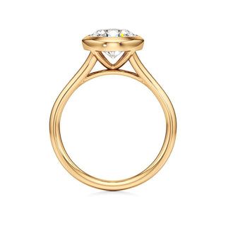 Split Plain Bezel Elongated Cushion Engagement Ring