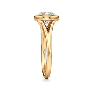 Split Plain Bezel Elongated Cushion Engagement Ring
