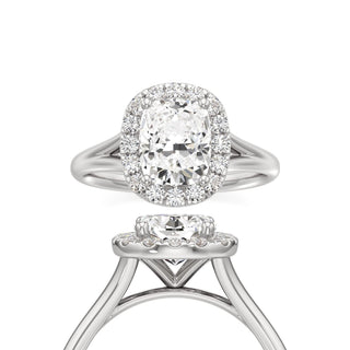 Split Plain Halo Round Engagement Ring