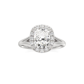 Split Plain Halo Round Engagement Ring