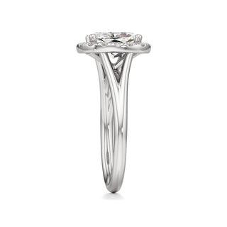 Split Plain Halo Round Engagement Ring