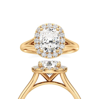 Split Plain Halo Round Engagement Ring
