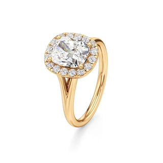 Split Plain Halo Round Engagement Ring