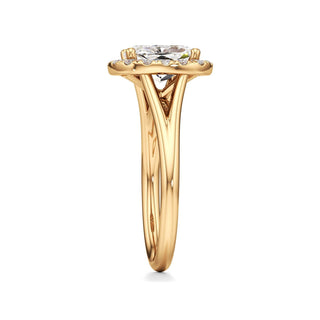 Split Plain Halo Round Engagement Ring