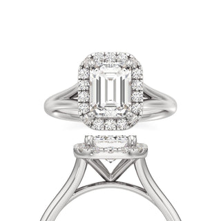Split Plain Halo Round Engagement Ring