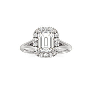 Split Plain Halo Round Engagement Ring