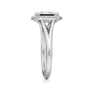 Split Plain Halo Round Engagement Ring