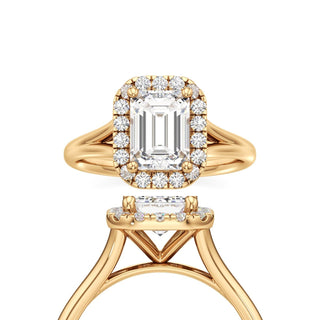 Split Plain Halo Round Engagement Ring