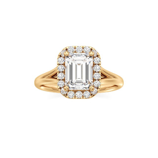 Split Plain Halo Round Engagement Ring
