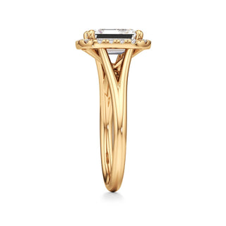 Split Plain Halo Round Engagement Ring
