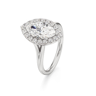Split Plain Halo Round Engagement Ring