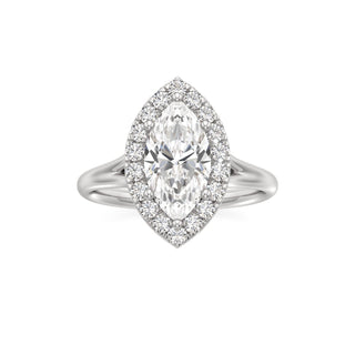 Split Plain Halo Round Engagement Ring