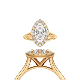 Split Plain Halo Round Engagement Ring