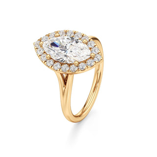 Split Plain Halo Round Engagement Ring